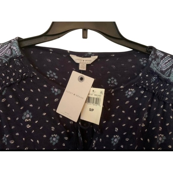 Lucky Brand Women's Blouse Small Petite NWT Blue Floral - Picture 2 of 3